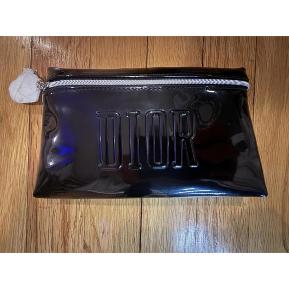 Dior Womens Vanity Case Makeup Beauty Bags Black Patent Travel Size Zipp… - Picture 1 of 6